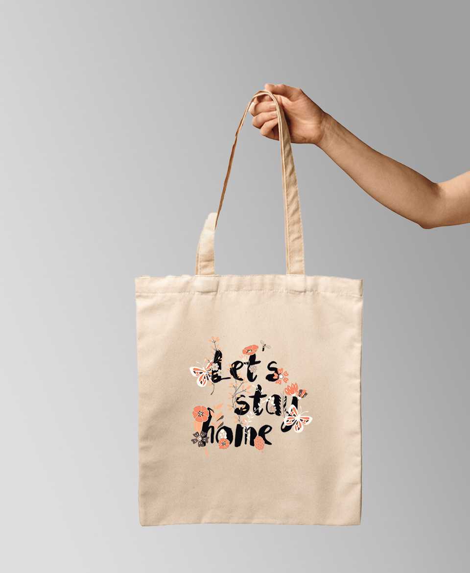 lets stay home tote bag